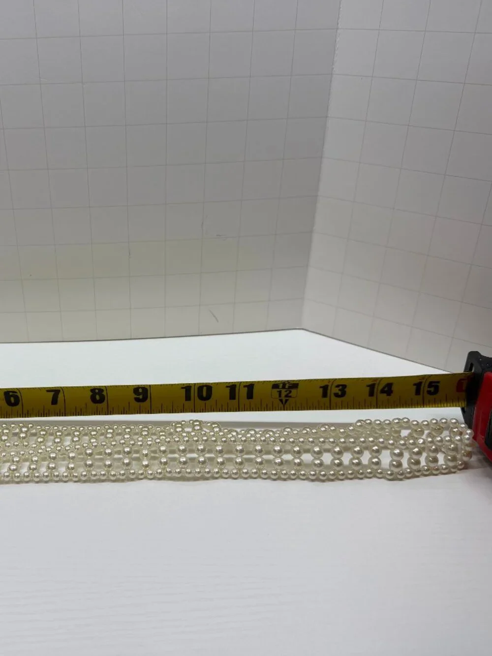Vtg 60s Strand Faux Pearls Beaded Belt Adjustable gold tone Chain